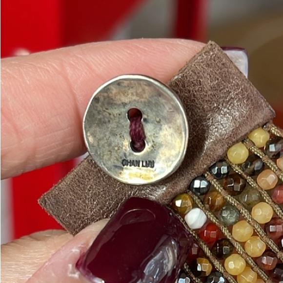 Singed Chan Luu Leather and Muli Colored Semipreciouos bead Gemstone Bracelet - Picture 10 of 10